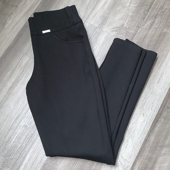Black Ponte Stretchy Crop Ankle Pants - Picture 1 of 4